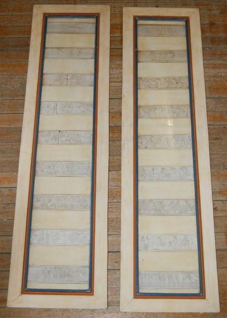 Appraisal: PAIR OF FRAMED NEO-CLASSICAL STYLE RELIEF PLASTER PANELS TH CENTURY