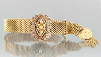 Appraisal: A Victorian Gold Mesh Garder Bracelet k yellow gold mesh