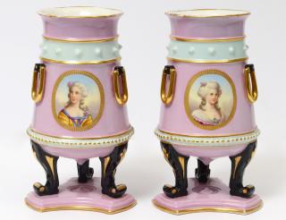 Appraisal: PAIR OF CONTINENTAL PORCELAIN VASES French Late th Century Impressed