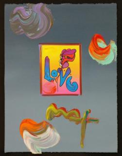 Appraisal: MAX Peter Acrylic over Print on Paper Love Signed lower