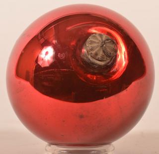 Appraisal: Antique Ruby Red Blown Glass Ball Form German Kugel -