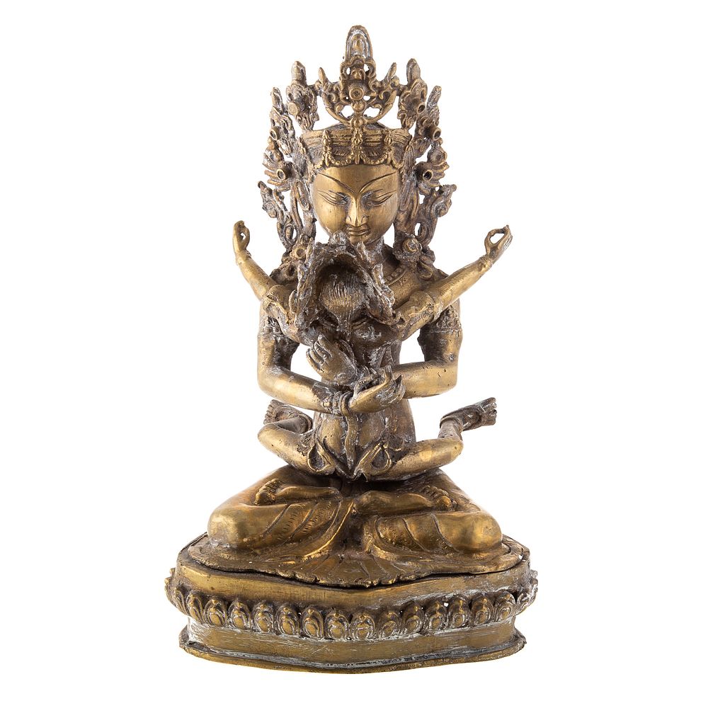 Appraisal: Sino Tibetan Bronze Deity Group in H Condition Good condition