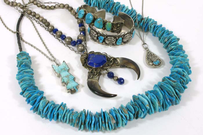 Appraisal: SIX PIECES OF MEXICAN OR NATIVE AMERICAN JEWELRY including a