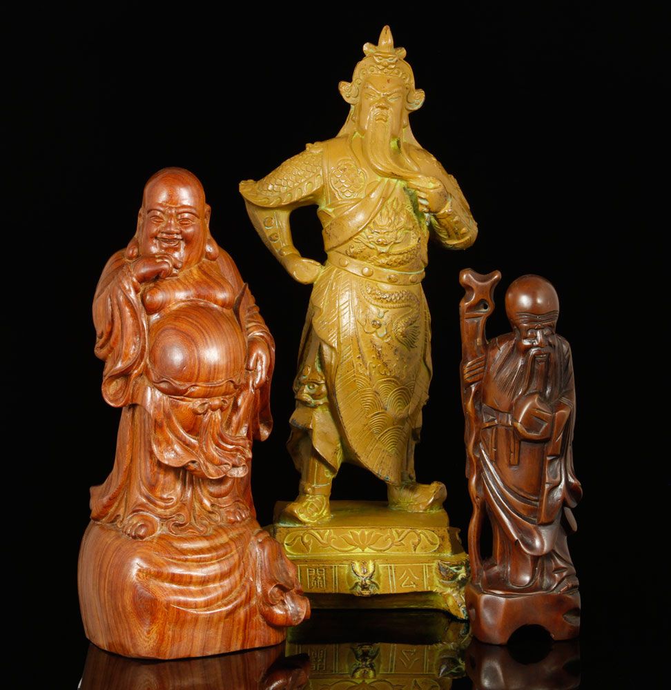 Appraisal: - Lot of Hardwood Figures Lot of three carved figures