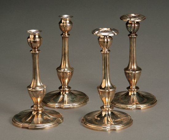 Appraisal: Set of Four Gorham Weighted Sterling Candlesticks Providence Dated and