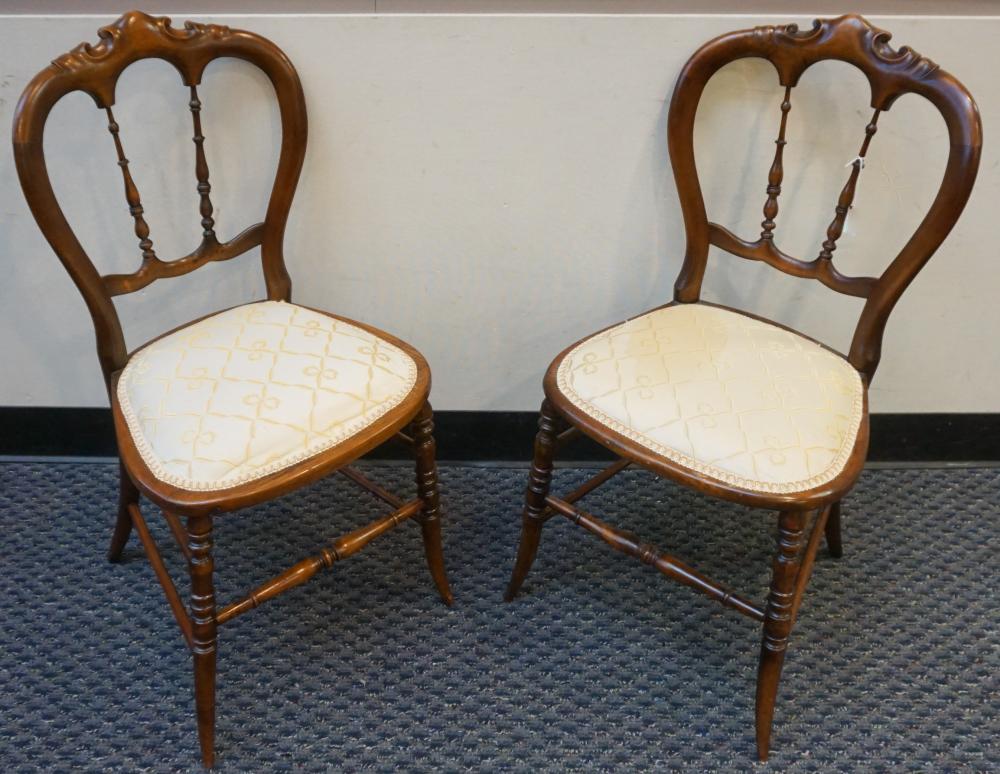 Appraisal: Pair th Century Mahogany Upholstered Youth Side Chairs