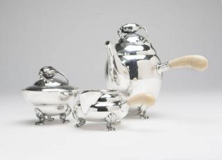 Appraisal: A Georg Jensen ''Blossom'' silver demi tea set Circa -