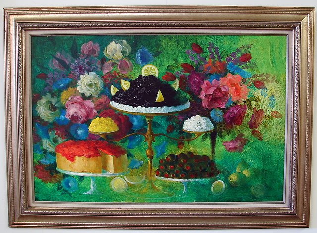 Appraisal: Caviar Le Buffet Palm Beach Florida oil on board x