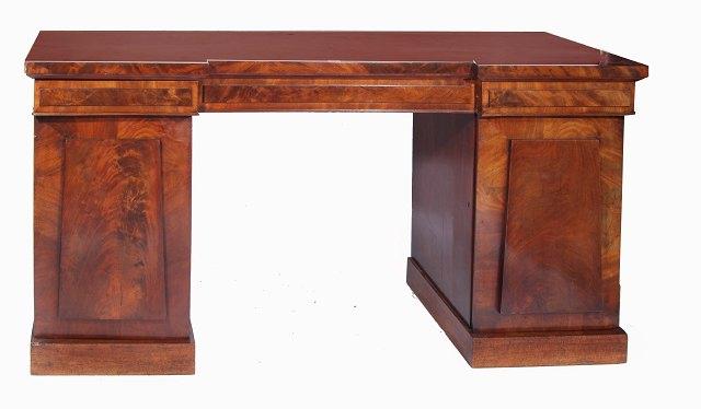 Appraisal: A William IV mahogany break front pedestal sideboard with three