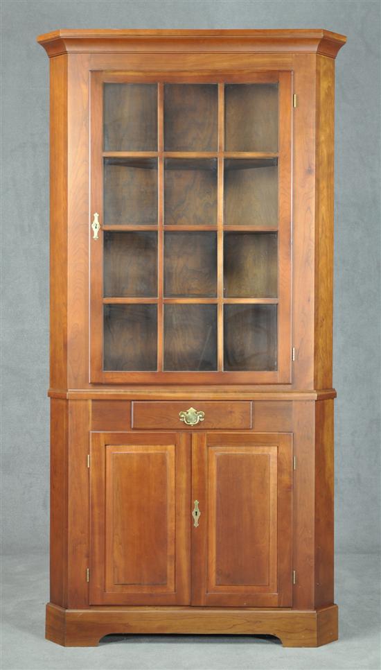 Appraisal: Cherry Corner Cupboard th Century Two piece construction Bench made