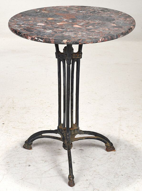 Appraisal: Victorian Marble Top Cast Iron Side Table probably French late