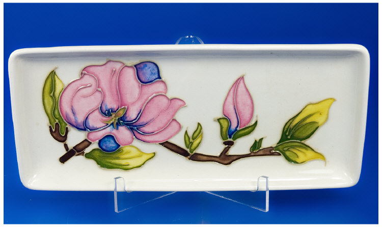 Appraisal: Moorcroft Rectangular Tray Pink magnolia pattern Impressed marks to base