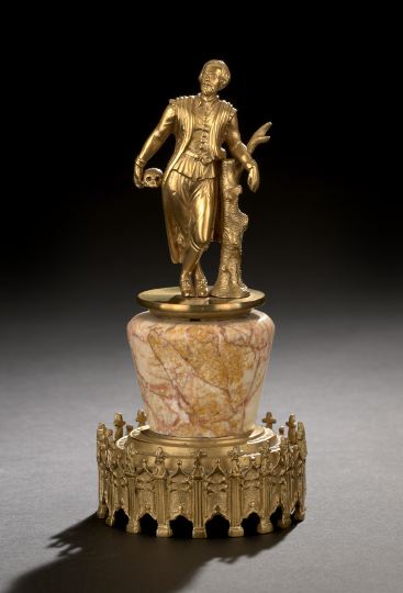 Appraisal: Continental Gilt-Bronze and Marble Cabinet Figure of Hamlet fourth quarter