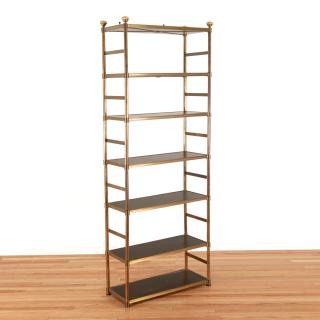 Appraisal: Attr Maison Jansen brass ebonized wood etagere Attr Maison Jansen