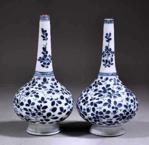 Appraisal: Two Chinese blue and white porcelain rose water sprinklers painted