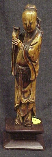 Appraisal: Chinese ivory carving figure of a standing Lohan stained patina