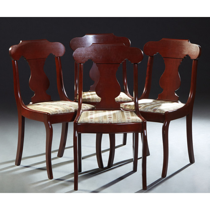 Appraisal: Set of Four Seignouret Style Carved Mahogany Side Chairs th