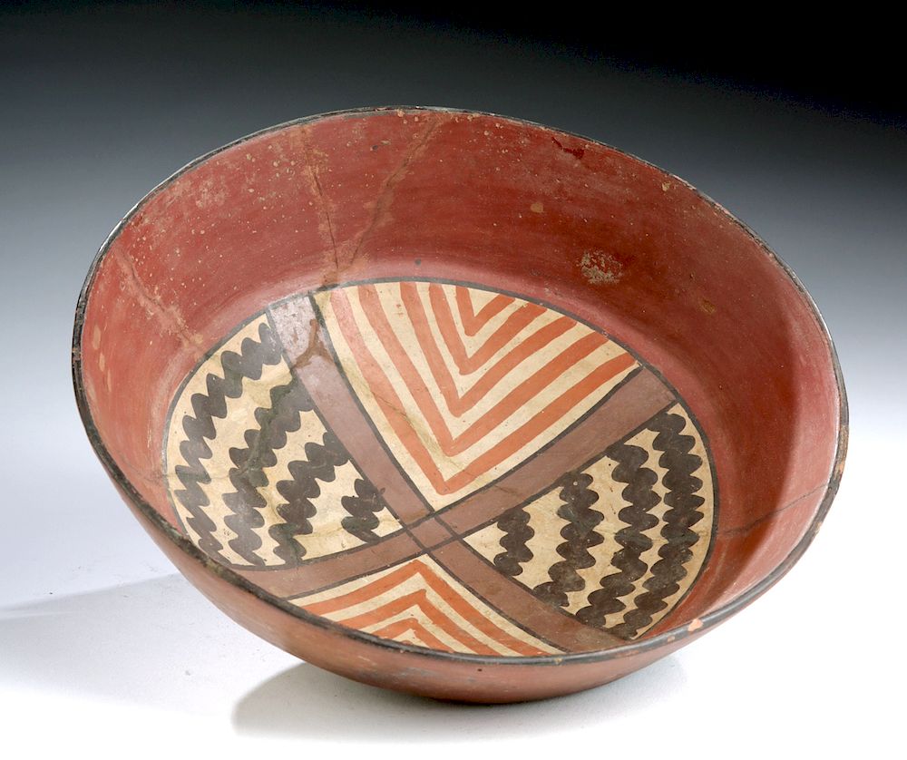 Appraisal: Nazca Polychrome Bowl w Linear Motifs Pre-Columbian South Coast Peru