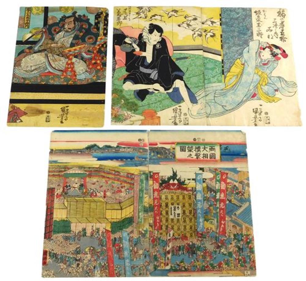 Appraisal: ASIAN Japanese color woodblock prints including three by Utagawa Kuniyoshi