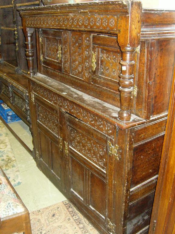 Appraisal: A th century and later oak court cupboard of usual