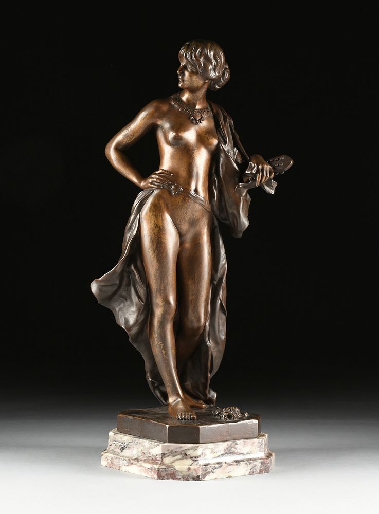 Appraisal: HENRI EMILE ALLOUARD French - A BRONZE The Nude Lute