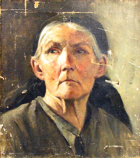 Appraisal: German School A portrait of a peasant woman oil on