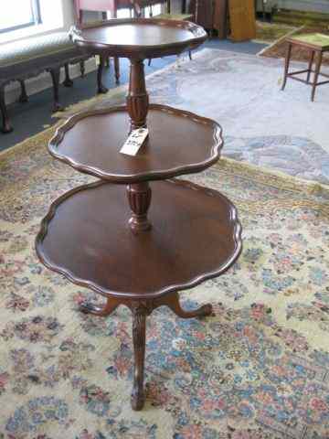 Appraisal: Mahogany Butler's Stand three tier piecrust trim '' tall tri-footed