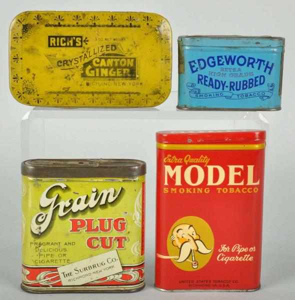 Appraisal: Lot of Pocket Tobacco Ginger Tins Description Includes Canton Ginger