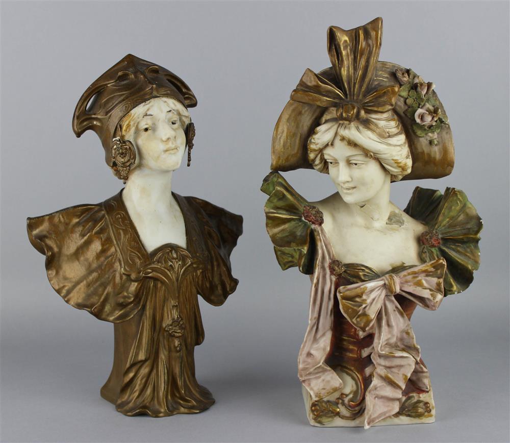 Appraisal: ART NOUVEAU H JACOB PORCELAIN AND SPELTER BUST OF A