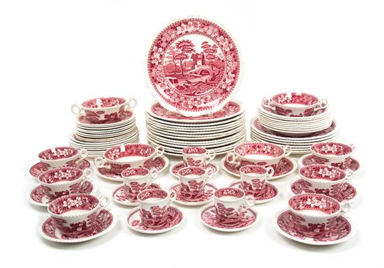 Appraisal: Sale Lot A Spode Red and White Transfer Decorated Partial