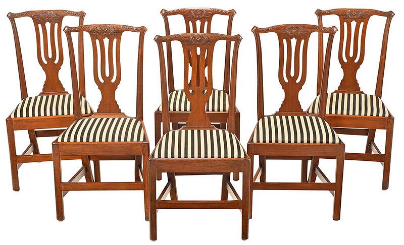 Appraisal: Assembled Set of George III Leaf Carved Dining Chairs British