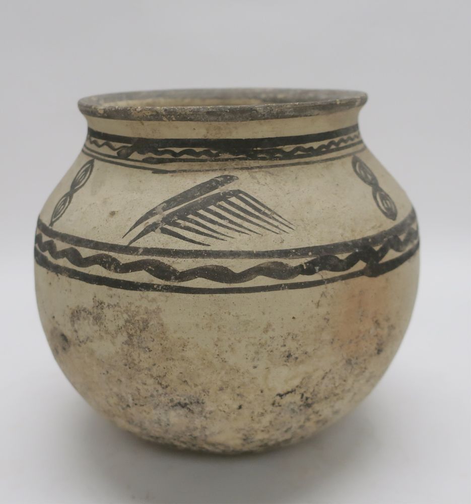 Appraisal: Persian Buff Pottery Storage Jar Possibly nd millenium BC Black