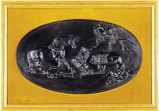 Appraisal: Wedgwood black basalt plaque after George Stubbs THE FRIGHTENED HORSE