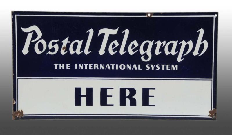 Appraisal: Porcelain Postal Telegraph Large Flange Sign Description s to s