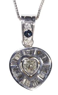 Appraisal: Diamond and white gold pendant-necklace featuring heart shaped diamond weighing