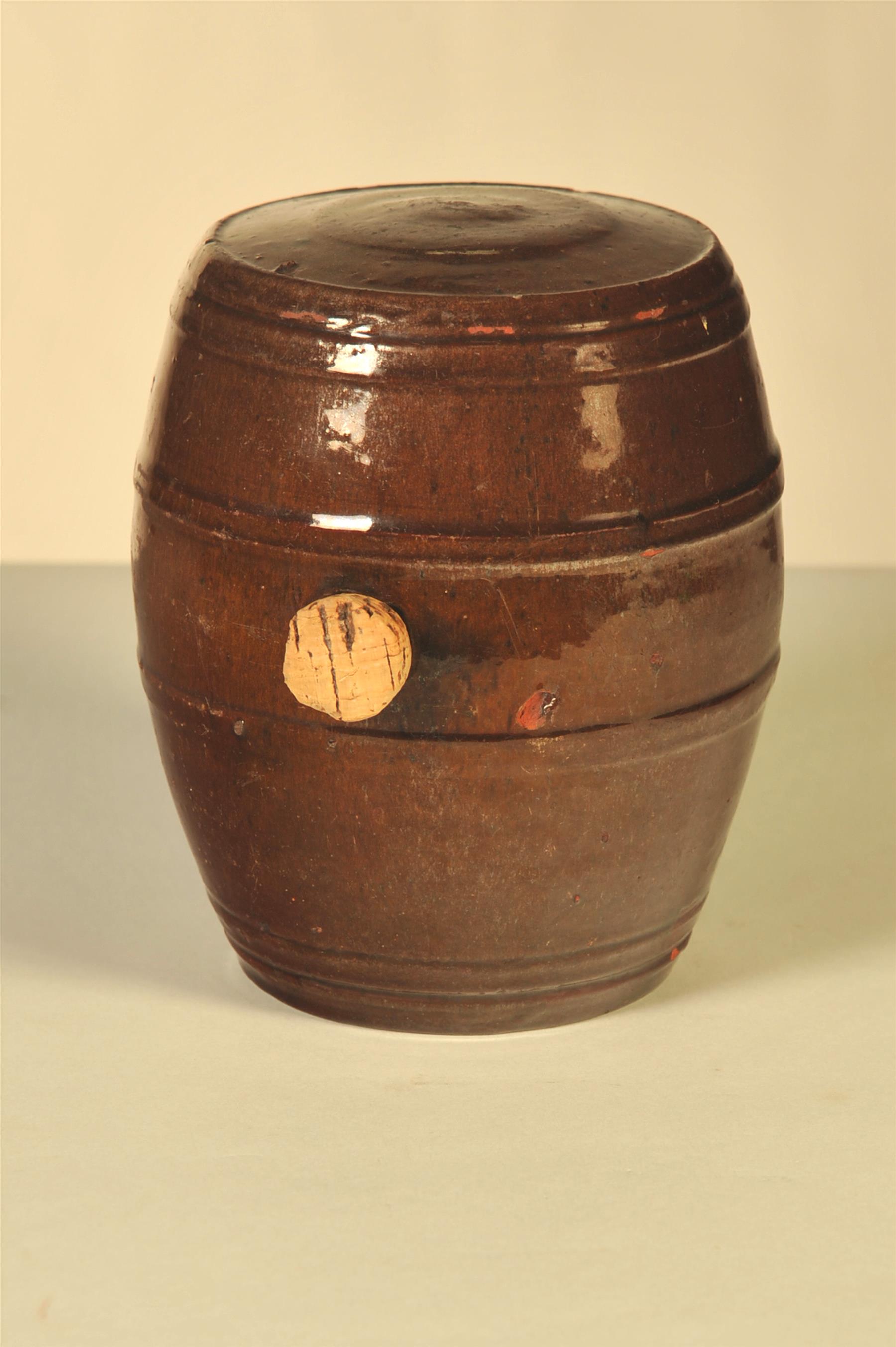 Appraisal: REDWARE KEG American nd half- th century Ovoid shape with