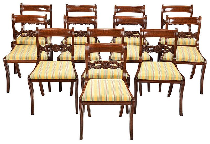 Appraisal: Fine Set of Twelve Classical Carved Mahogany Klismos Chairs New