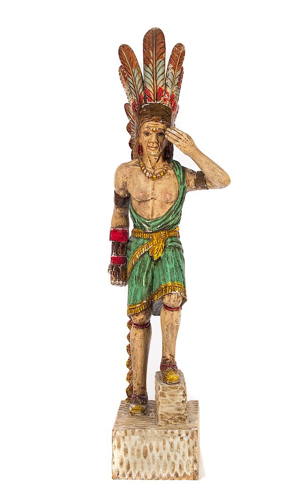 Appraisal: Wooden Cigar Store Indian Measures tall wide Good original condition