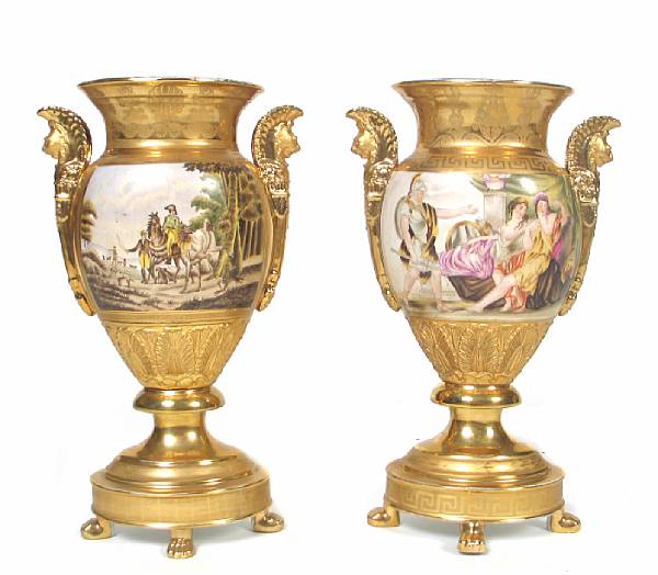 Appraisal: A pair of gilt decorated porcelain vases contemporary height in