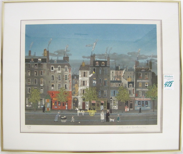 Appraisal: MICHEL DELACROIX COLOR LITHOGRAPH France born French street scene with