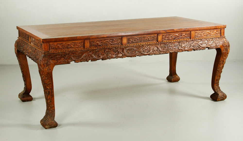 Appraisal: - Chinese Huanghuali Wood Table Large huanghuali wood table China