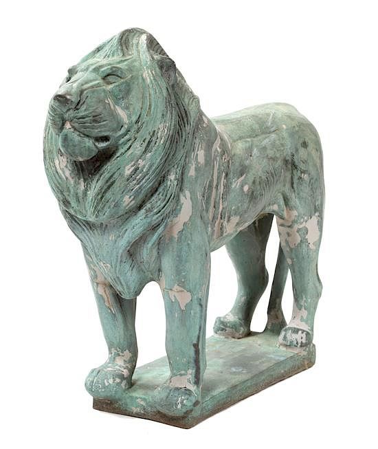 Appraisal: A Bronze Figure of a Standing Lion Height x length