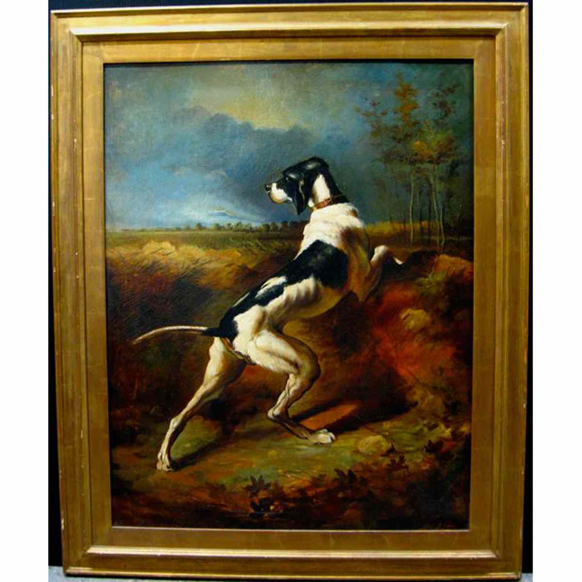 Appraisal: J JENNY TH CENTURY POINTER ON THE LOOKOUT OIL ON