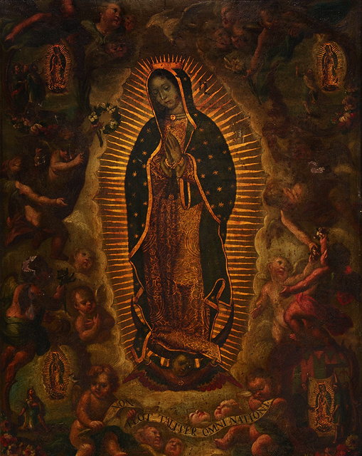 Appraisal: TH CENTURY MEXICAN SCHOOL Our Lady of Guadeloupe the subject