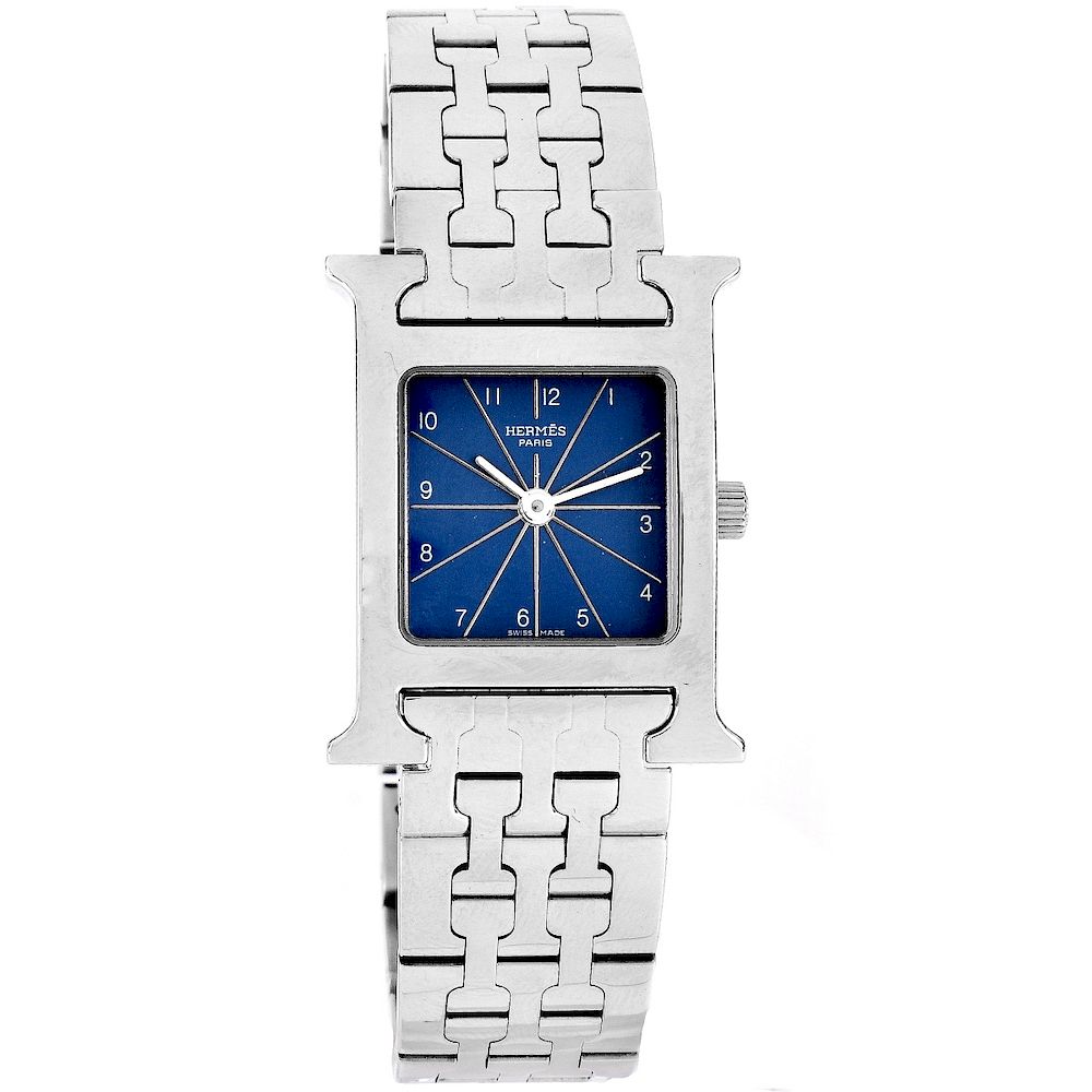 Appraisal: Hermes H Watch Hermes Stainless Steel H Watch With Light