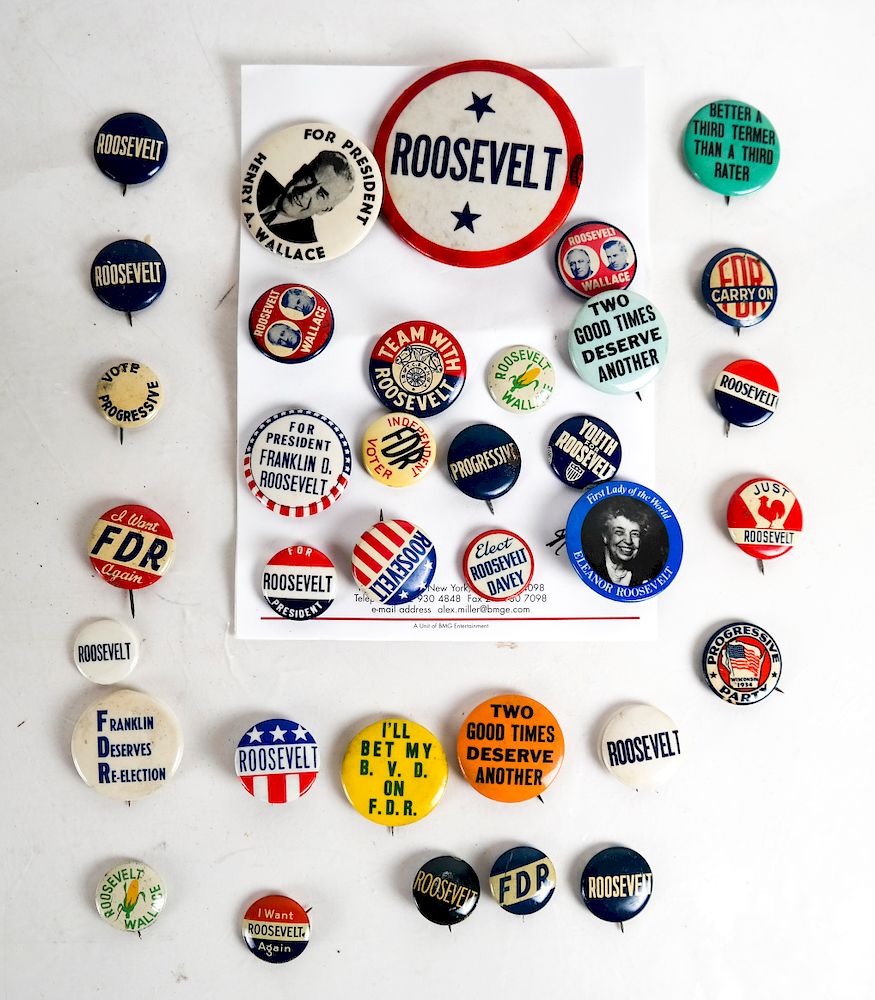 Appraisal: Group of Roosevelt Wallace Campaign Buttons Group of buttons including