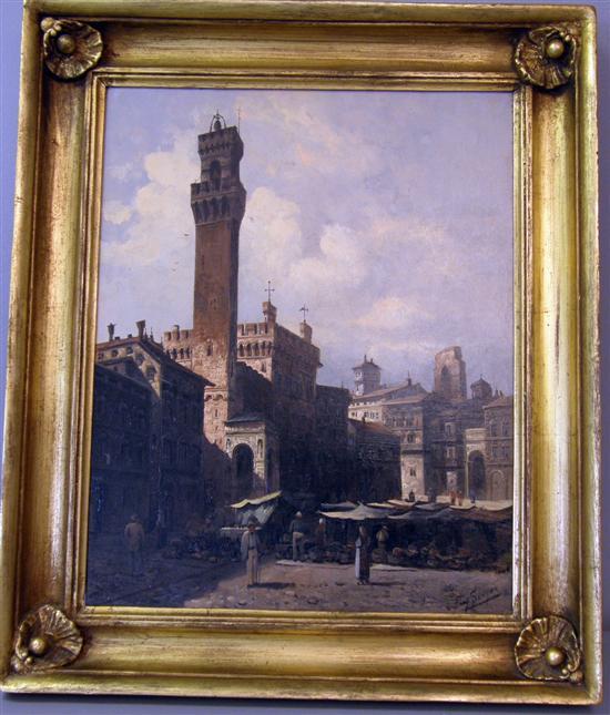 Appraisal: August Sieger German view of a square in Sienna with