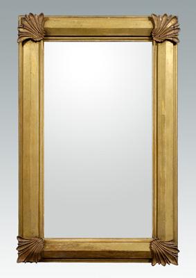 Appraisal: Gilt wood framed mirror beveled frame with shell corner mounts