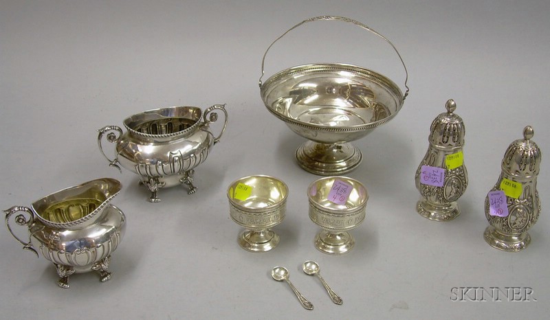 Appraisal: Nine Assorted Silver Items two International sterling silver salts pair