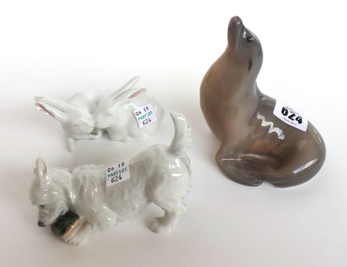 Appraisal: Four Royal Copenhagen animals comprising a seal a rabbit group